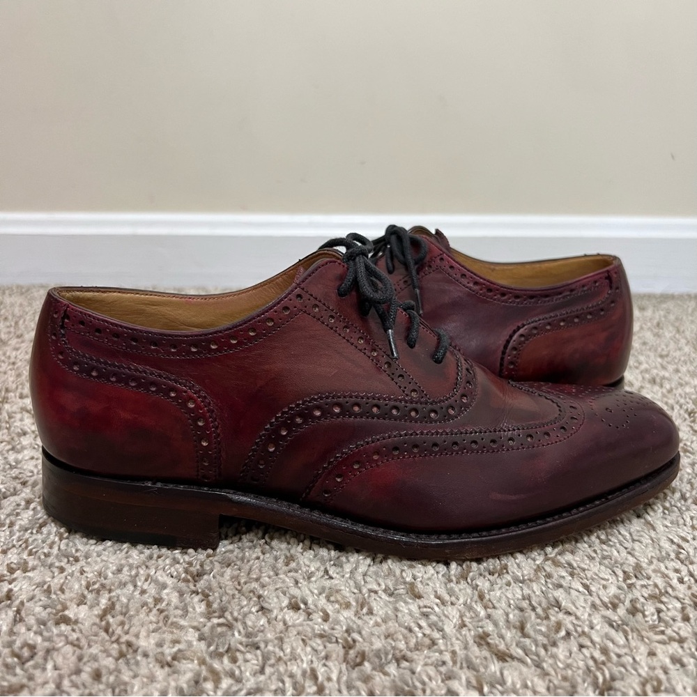 Loake 1880 Buckingham Leather Shoes Oxford Brogue Red Size 6 (US 7)